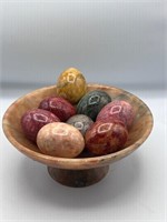 Marble eggs and bowl