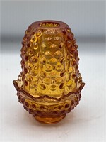 Fenton Amber Fairy Lamp with Hobnail pattern