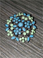 VINTAGE ART DECO STYLE TURQUOISE COLOR BROOCH