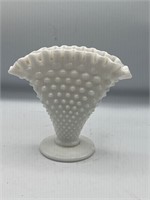 Fenton milk glass Hobnail fan vase