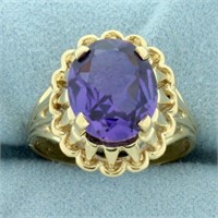 4.5ct Lab Sapphire Solitaire Ring in 10k Yellow Go