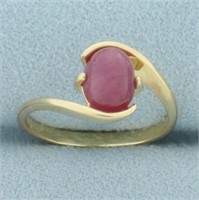 Natural Cabochon Ruby Bypass Ring in 14k Yellow Go