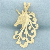 Diamond Cut Unicorn Pendant in 14k Yellow Gold