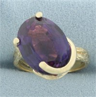 Lab Purple Sapphire Nature Design Ring in 14k Yell