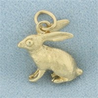 3D Rabbit Zodiac Charm in 14k Yellow Gold