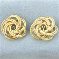 Rope Spiral Design Stud Earring Jackets in 14k Yel