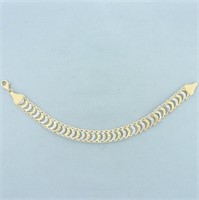 Two Tone Chevron Link Bracelet in 14k Yellow and W