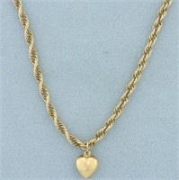 Puffy Heart Necklace in 14k Yellow Gold