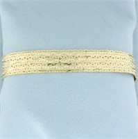 Wide Wave Design Herringbone Bracelet in 14k Yello