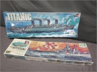 Plastic Ship Models - Titanic & USS Missouri -