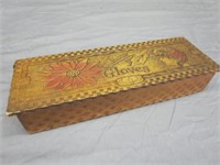 Pyrography Women's Wooden Carved Glove Box