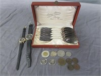 German Silver Spoons - 1800s Pennies - Foreign