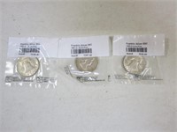 (3) Littleton Coin Sealed Franklin 90% Silver