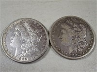 (2) 1882 Morgan Silver Dollars
