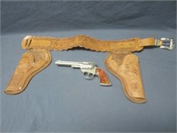 Toy Gun Revolver And Leather Holster belt