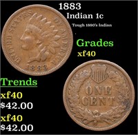 1883 Indian Cent 1c Grades xf