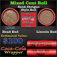 Mixed small cents 1c orig shotgun roll, 1923-p Lin