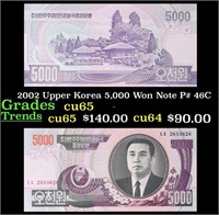 2002 Upper Korea 5,000 Won Note P# 46C Grades Gem