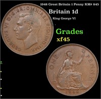 1948 Great Britain 1 Penny KM# 845 Grades xf+