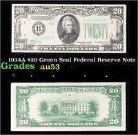1934A $20 Green Seal Federal Reseve Note Grades Se