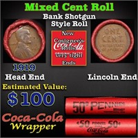 Mixed small cents 1c orig shotgun roll, Wheat Cent