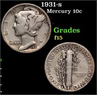 1931-s Mercury Dime 10c Grades f+