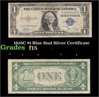 1935C $1 Blue Seal Silver Certificate Grades f+