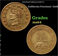 1852-Dated California Gold 1/2 Souvenir Token Grad