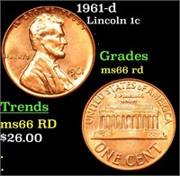 1961-d Lincoln Cent 1c Grades GEM+ Unc RD