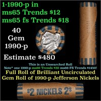 Shotgun Jefferson 5c roll, 1990-p 40 pcs Bank Wrap