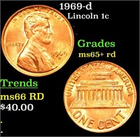 1969-d Lincoln Cent 1c Grades Gem+ Unc RD