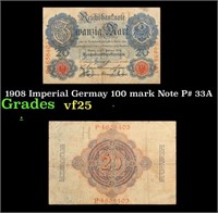 1908 Imperial Germay 100 mark Note P# 33A Grades v