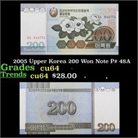 2005 Upper Korea 200 Won Note P# 48A Grades Choice