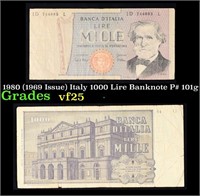 1980 (1969 Issue) Italy 1000 Lire Banknote P# 101g