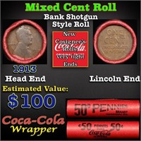 Mixed small cents 1c orig shotgun roll, 1916-p Lin