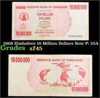 2008 Zimbabwe 10 Million Dollars Note P: 55A Grade