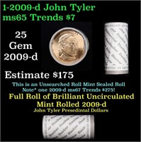 Full Roll of 2009-d John Tyler Presidential $1 Coi