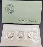 1980 Uncirculated 3-Coin Souvenir Susan B Anthony