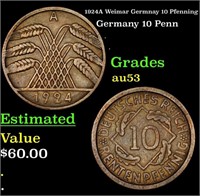 1924A Weimar Germnay 10 Pfenning  Grades Select AU