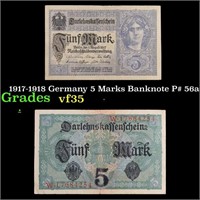 1917-1918 Germany 5 Marks Banknote P# 56a Grades v