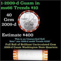 Washington 25c roll, 2009-d Guam 50 pcs