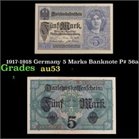1917-1918 Germany 5 Marks Banknote P# 56a Grades S