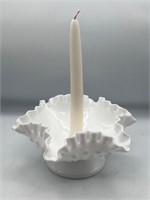 Fenton Hobnail milk glass candle holder