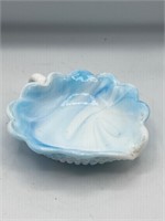 KANAWHA Blue Swirl Slag Milk Glass Handled Hobnail