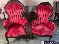 Vintage Victorian King Queen Parlor Chairs