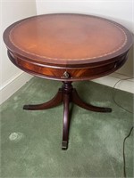 Vintage leather top drum table