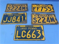 Vintage PA License Plates-2-1950, 1-1951, 2-1951