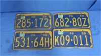 4 Vintage PA 1958 License Plates