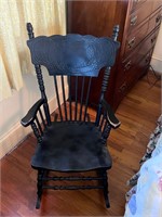 Mid century wooden carved rocking chair