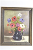Canella Pitcher with Flowers Oil on Canvas